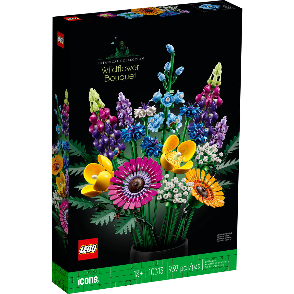LEGO Botanicals Artificial Wildflower Bouquet - Fake Indoor Flower Building Set for Home, Kitchen, Desk Decoration, Adults Ages 18+ - Birthday or Anniversary Gift Idea - 10313