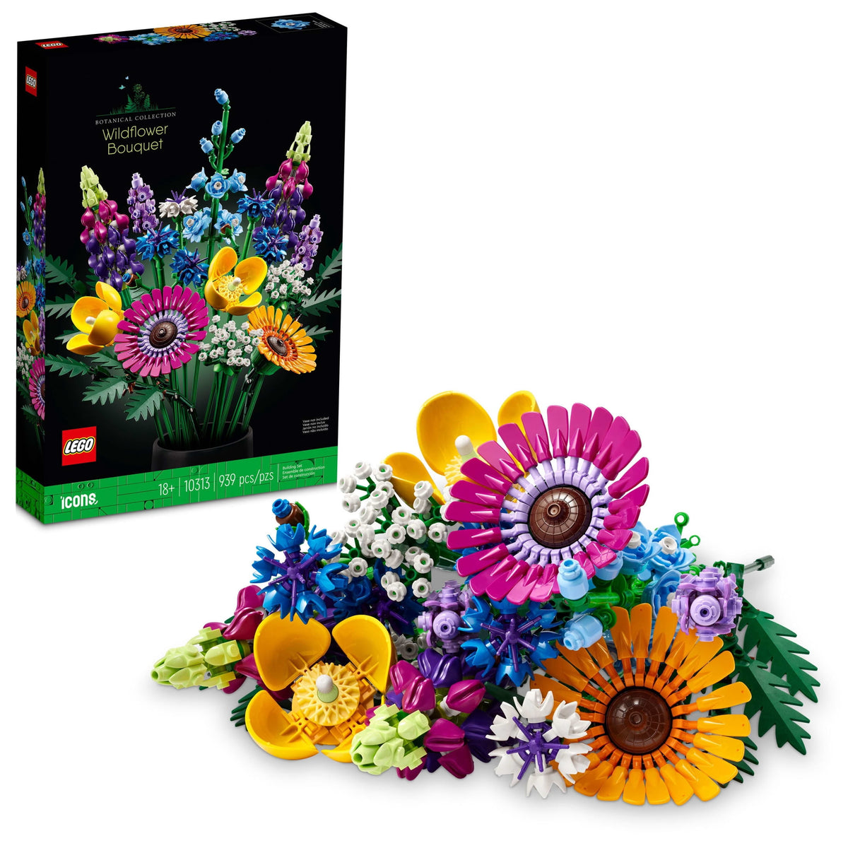 LEGO Botanicals Artificial Wildflower Bouquet - Fake Indoor Flower Building Set for Home, Kitchen, Desk Decoration, Adults Ages 18+ - Birthday or Anniversary Gift Idea - 10313